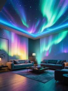 An Arctic Light Starry Night Projection Lamp, A Galaxy Starry Night Projector, Creates A Dazzling Starry Night Aurora Effect In The Room. It Is The Perfect Gift And Decoration For Valentine's Day. It Has 14 Different Galaxy Lighting Effects And Is Suitable For Room And Home Decoration, Home Theater, Ceiling, Gift Decoration, Camping, Wedding Decoration, Magical Projection Lamp Gifts, Festival Parties, Etc. - 黑色 - 查看 5