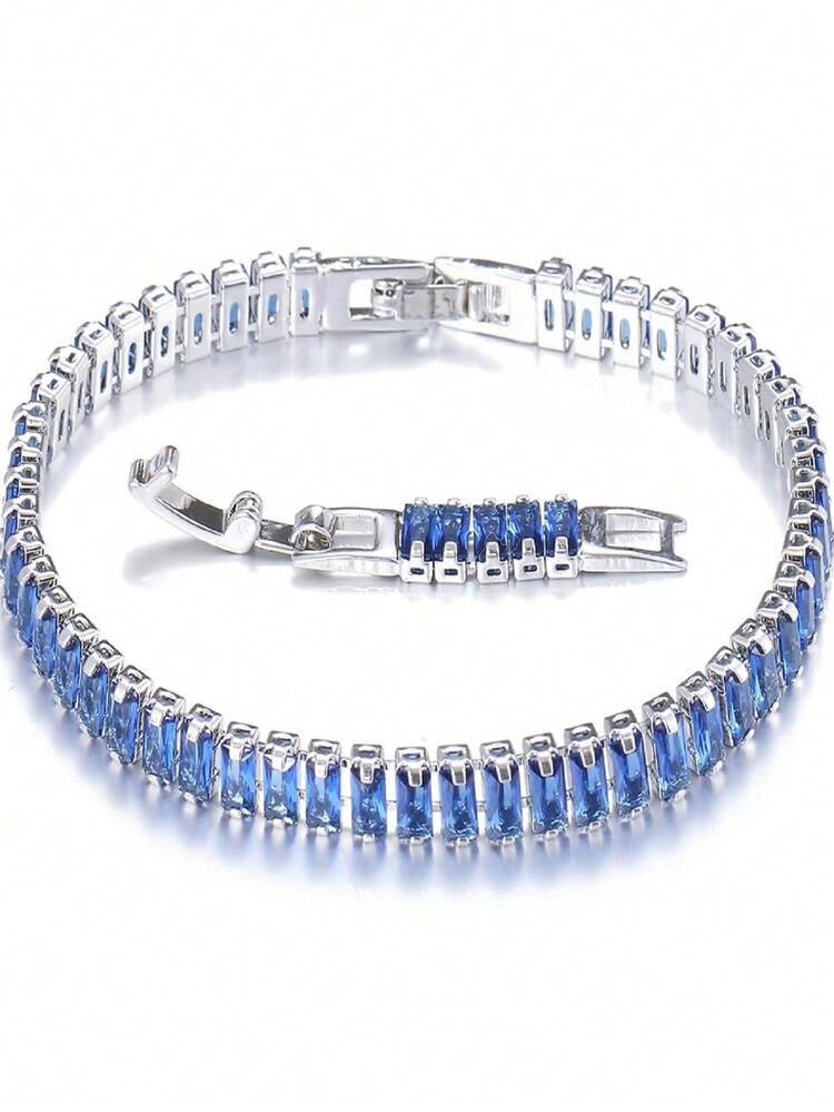 Classic Minimalist Fashion Rectangular Synthetic Zirconia Bracelet, Multiple Color Options For Men And Women, Everyday Accessory - Bracelet - View 1