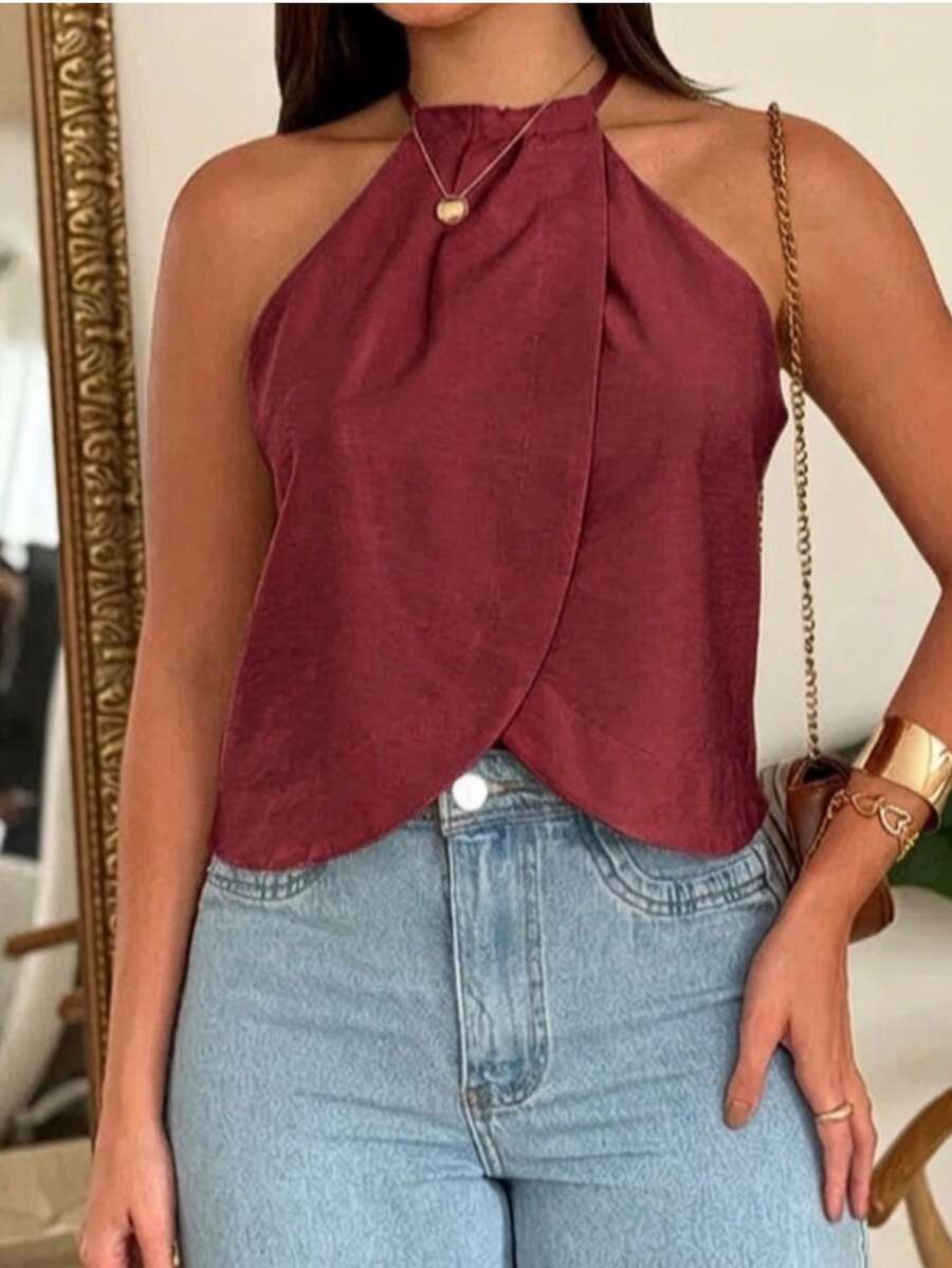 Casual Light Blouse - Various Colors/ M-L-XL - 紅木色 - 查看 1