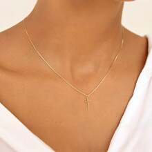 Exquisite 18K Gold Plated Cross Necklace, Minimalist Layered Cross Pendant Necklace, Stainless Steel Jewelry Gift For Her - Gold - View 1