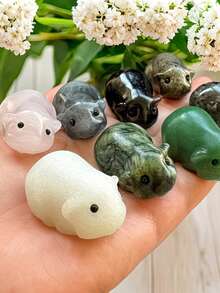 Conejillo de Indias tallado en cristal natural, diseño único de cristal y gema, cristal curativo, piedras preciosas que contienen energía, piedra de meditación y curación de energía, decoración del hogar y regalo, portátil, regalo de vacaciones, de la marca CUPIDCRYSTAL - conejillo de Indias - Ver 9
