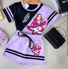 Emily Vick Girl's Outfit Set. - Red Violet - View 3