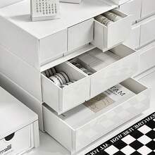 1-3pcs Multi-Layer Stackable Plastic Storage Box, Suitable For Room, Living Room, Bathroom, Dorm, Drawer, Customizable Jewelry Display Box - White - View 5