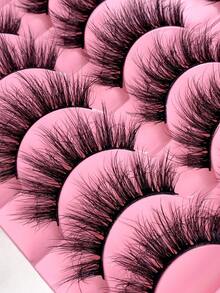 14 Pairs False Eyelashes 6D Fluffy Wispy Faux Mink Lashes Volume Reusable Handmade Cat Eye Strip Lashes Natural Look Suitable For Daily And Party Makeup - Black - View 5