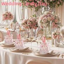 10pcs Elegant Candy Bags, Suitable For Weddings, Minimalist Design Candy Bags, Premium Party Candy Bags, High-Quality Fabric Candy Bags - View 3