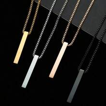 时尚圆柱形吊坠项链 - 简约光滑表面设计 - 男女皆宜，适合作为圣诞节、新年、情人节礼物，长方形3D造型 - 彩色 - 查看 7