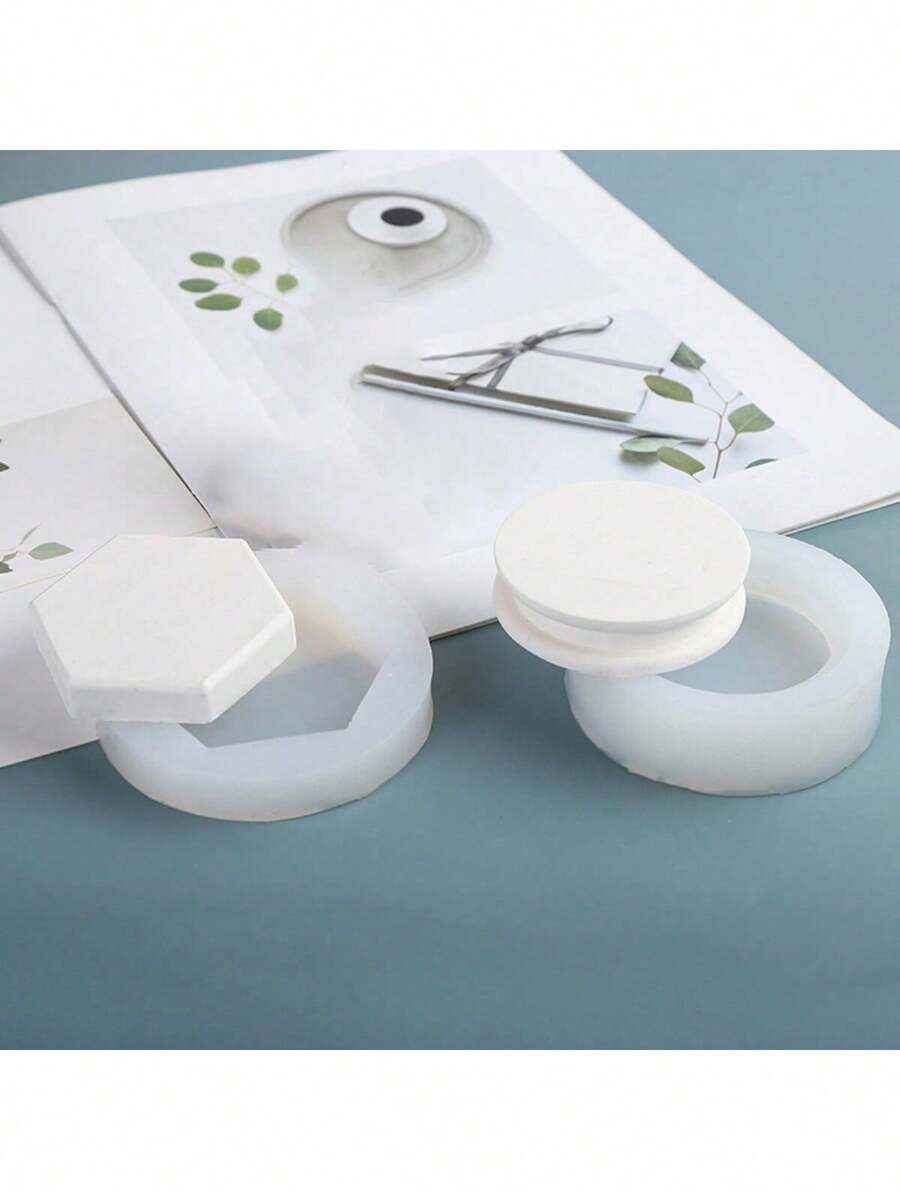 圆形和六边形底座 DIY 手工香氛石石膏硅胶模具，多功能 - 底座 - 查看 1
