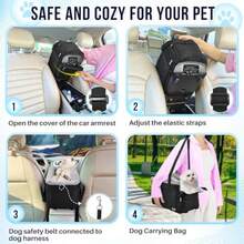 Center Console Dog Car Seat - Portable Car Seat With Washable Cover Safety Leash And Storage Pockets Dog Booster For Small Dogs Up To 9 Lbs - Black - View 2