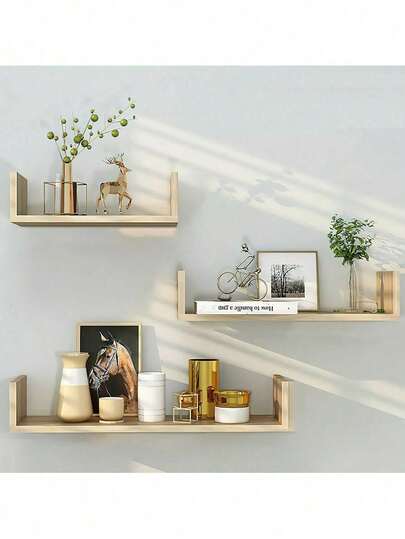 Estantes flotantes montados en la Pared, Estante de Pared para recámara, baño, Sala de Estar, Cocina, estantes Negros, 3 tamaños, en Forma de U