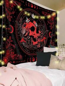 1 tấm thảm trang trí in hình đầu lâu và mặt trăng, chất liệu polyester hình vuông hiện đại, phù hợp cho phòng khách và phòng ngủ. - Nhiều màu - Xem 6