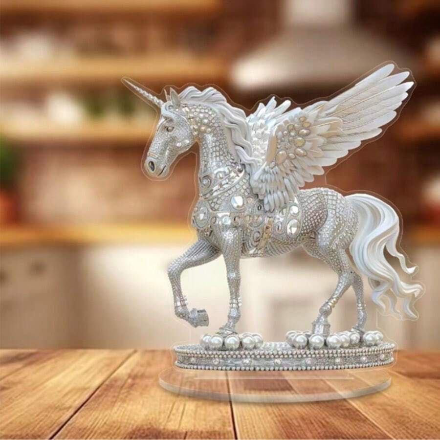 2 figurine de cheval cool en 2D, design plat en acrylique, style chinois, décoration de bureau ou de salon, résistant à l'eau