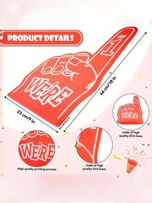 1pc Giant Foam Finger, We Are #1 Foam Finger, Cheerleader Foam Hand - Designed For Various Sports Events, Games, Schools And Stadiums - Multicolor - View 5
