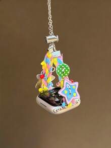 1条新款时尚彩色串珠向日葵蜜蜂表带，适用于 40mm、44mm、38mm、41mm、42mm (S10)、42mm、45mm (S10 46)、49mm，可爱多巴胺饰品表带，适用于 Series 11 Ultra、3 SE3 Ultra、2 S10 SE2、9 8 7 SE 6 5 4 3 2，感恩节、圣诞节、万圣节礼物 - 星星彩色 - 查看 1