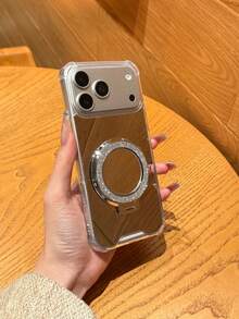 1pc Makeup Mirror Phone Case, Glitter Kickstand Phone Protective Cover Compatible With IPhone 11/12/12 Pro/12 Pro Max/13/13 Pro/13 Pro Max/14/14 Pro/14 Pro Max/15/15 Pro/15 Pro Max/16/16 Pro/16 Pro Max/16 Plus/17/17 Pro/17 Pro Max/17 AIR, , - Silver - View 3