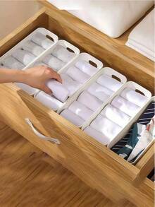 5个/10个装白色分隔收纳盒，塑料抽屉式整理盒，适用于儿童房、手机壳和床头小饰品，简约清新设计，节省空间 - 彩色 - 查看 6