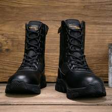 1双男士户外丛林荆棘战术靴，高帮防风防雪防撞全地形徒步登山靴，重型作战靴 - 黑色 - 查看 11