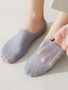 1/5/10双装 女士时尚隐形夏季透气硅胶防滑网眼超薄高品质弹力无痕冰丝纯色船袜 柔软 - 彩色 - 查看 7