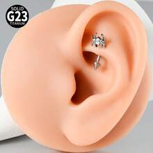 1PC TItanium Butterfly Rook Piercing Cz Flower/Spider/Moon Eyebrow Navel Ring Flower Cuved Rook Barbell Ear Tragus Cartilage Earrings Piercing - Titanium Original Color - View 5