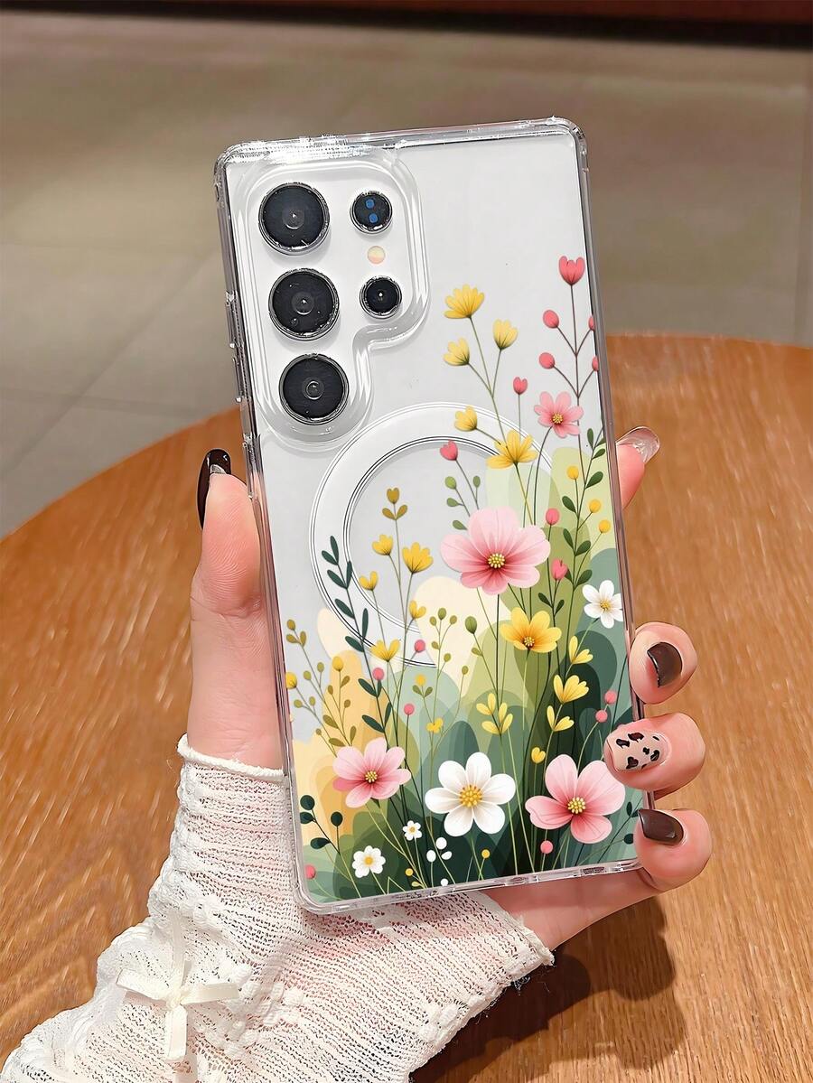 1个时尚路边野花软边透明磁吸手机壳，抗氧化，不泛黄，兼容苹果7/8/XR/11/12Pro/13Mini/14Plus/15/16/17Pro Max，三星Galaxy A05S/15/A16/A25/A26/A36/A54/A56，S21FE/S22Plus/S23Ultra/S24/S25Plus/S26Ultra - 無色 - 查看 1