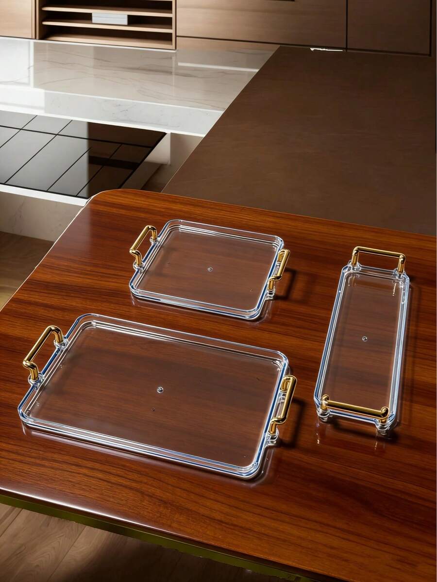 1pc Modern Luxury Dual-Handle Design Tray, Suitable For Wedding, Snacks, Outdoor, Multi-Purpose Tray
