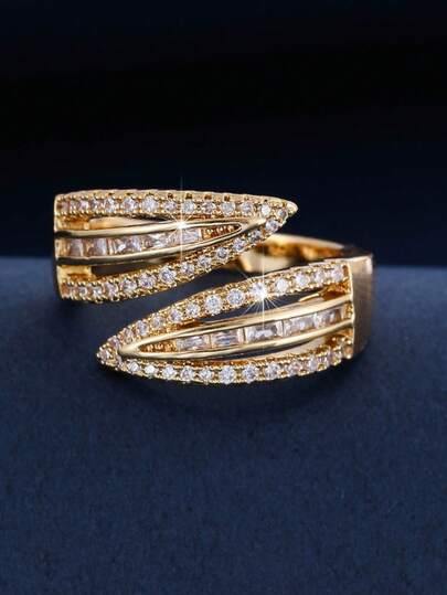 1pc Women's Minimalist Personalized Design Unique Luxury Adjustable Open Ring, Suitable For Gift And Daily Wear