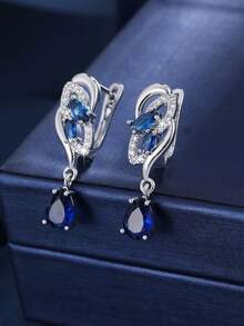 1 Đôi bông tai dáng suông thanh lịch, thiết kế hai lớp rỗng, hình giọt nước, quà tặng sang trọng dành cho phụ nữ khi dự tiệc/sự kiện. - W17870 - Xem 3