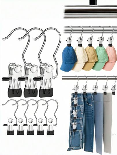 20/10/1 Pieces Of Stainless Steel Clothes Clip, Laundry Clothes Nail With Hook, Portable Hanging Clothes Clip, Wardrobe Organizer, Hanger,Towel Clip | Pants Rack | Laundry Clip, Skirt Hanger With Clip,Space-Saving 360° Rotating Clips For Efficient Wardrobe Organization, Space-Saving Hangers | Fashionable Metal Finishes | Sturdy Construction, Clothespins