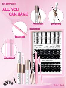 Spiky Lash Clusters D Curl 9–16mm Mixed Length, Wispy Individual Lashes For DIY Lash Extension, Natural Volume False Eyelashes - Multicolor - View 9