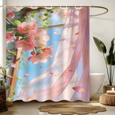 Rèm tắm nghệ thuật mùa xuân, trang trí phòng tắm phong cách hiện đại hình học đầy màu sắc, thiết kế như tranh vẽ theo phong cách hiện đại, món quà trang trí nhà độc đáo.