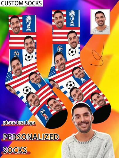 1 paire de chaussettes personnalisées avec visage, chaussettes avec photo personnalisée, chaussettes imprimées personnalisées, chaussettes drôles avec visage personnalisé, chaussettes avec photo personnalisée, mettez n'importe quel visage sur les chaussettes, cadeau d'anniversaire, cadeau de la Saint-Valentin, cadeau d'anniversaire, cadeau de mariage, cadeau pour la fête des mères, cadeau pour la fête des pères, cadeau pour le meilleur ami