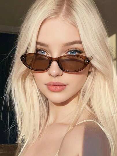 1 par de gafas de moda con montura pequeña de ojo de gato para mujer, elegantes para la playa, vacaciones y estilo callejero