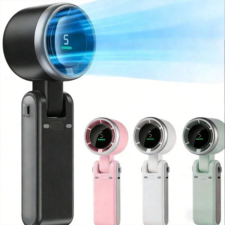 Portable Rechargeable 3-In-1 Turbo Fan, Handheld Neck & Foldable Desk Fan With Lanyard, 3600mAh Battery Powered For Outdoor Sports, Camping, School And Office Personal Cooling