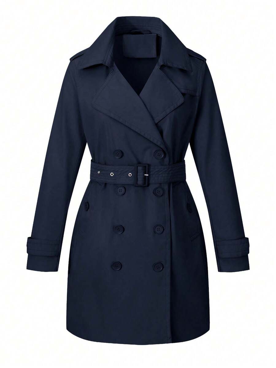 Women's Mid-Length Pocket Jacket, Suitable For Commuting In Spring And Autumn - Blue - View 1