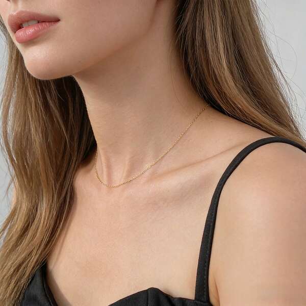 S925 Sterling Silver Hypoallergenic Minimalist Chain Necklace For Women Women's Gold Color Clavicle Necklace Shiny Delicate Elegant Clavicle Chain, Ideal Mother's Day Gift