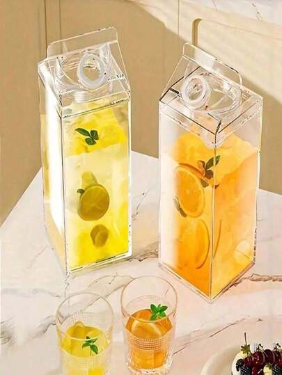 Cốc vuông đa năng, dung tích lớn, di động, dùng để đựng sữa, thức ăn, chai đựng thực phẩm kín đa năng, đựng nước ép, đồ uống, chai phân phối trong suốt.