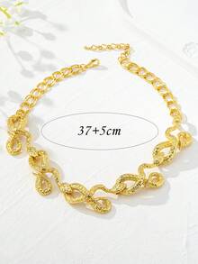 1件夸张盘绕蛇形项链，女士专属，独特个性项链，高端质感颈链 - 金黃色 - 查看 2