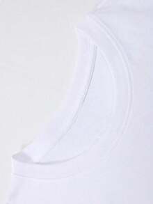 Disney-Style Women's Graphic Tee Featuring A Simple Cartoon Print Of Minnie Mouse With Black Outlines And A Red Bow. This Women's Summer Clothing Item Is A Crew-Neck Tee Made From Soft, Comfortable 100% Cotton Fabric. Perfect For Everyday Wear, Outdoor Activities, Or Shopping Outings. Also Ideal As Women's Vacation Wear. - White - View 3