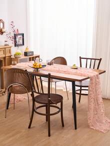 1 szt. Biały, przezroczysty obrus z haftem kwiatowym, prostokątny bieżnik w stylu amerykańskiej farmy, odpowiedni na co dzień, festiwale, imprezy, wesela, hotele, kolacje domowe, dekoracje na każdą porę roku - Różowy - Zobacz 8