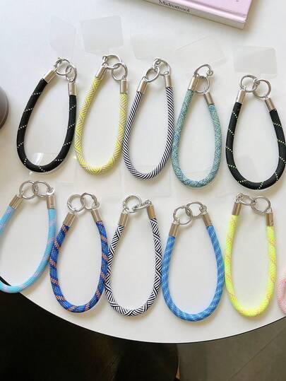 1条时尚多色短款耐用混色腕带挂绳，适用于手机壳