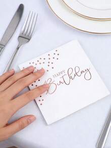 50/20/1 cái Khăn ăn màu vàng hồng 10*10 inch "Chúc mừng sinh nhật", khăn ăn dày dặn, thấm hút tốt, thích hợp cho gia đình, nhà hàng, nhà bếp, trang trí tiệc tùng, trang trí mùa hè. - Nhiều kiểu dáng - Xem 2