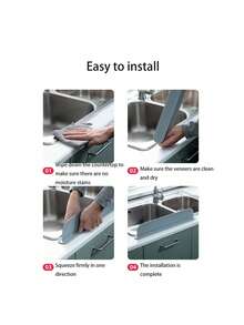 Household Countertop Splash Guard, Easy To Clean; Sink Splash Baffle - Soft, Easy To Install And Clean, Classic Design Prevents Water Splashing, Protects Clothing And Other Items From Water Damage During Washing; Suitable For Kitchen And Bathroom Sinks, Splash Guard Protects Countertops. Smooth Surface Covering, Easy-To-Clean Material. - Multicolor - View 6