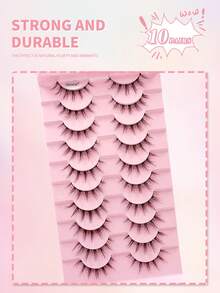 ENCHUW 10 Pairs Lashes With Clear Band Natural Look Faux Mink Eyelashes Extension Fluffy Soft Eyelashes Extension Makeup For Daily Wear - Black - View 5