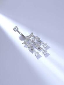 1pc G23 Titanium Fashionable & Delicate Belly Button Ring For Women - Silver - View 2