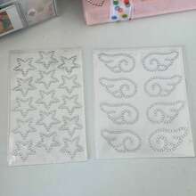 3件/套 ins风高品质3D水晶翅膀、圆形、五角星银色水钻贴纸，适用于装饰日记本、手账、化妆品，批发 - 銀色 - 查看 9