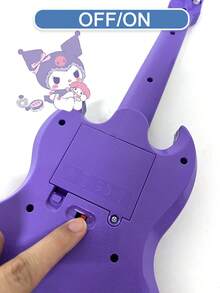 SANRIO 1pc Realistic Dynamic Music Guitar Toy Instrument, 4-String Electric Guitar Toy With Light & Sound Effects, Suitable For Children's Early Education, Plastic Material, Simulated Rock Music Instrument Toy - Multicolor - View 7