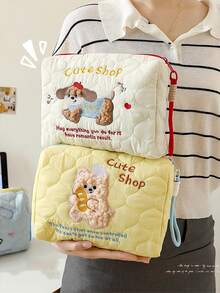 1pc Cute Puppy Portable Cosmetic Bag For Women Portable Large Capacity Skin Care Makeup Brush Storage Bag Travel Outing Toiletry Bag Multifunctional Cosmetic Bag Storage Bag Travel Business Travel Portable Storage Bag With Handle Make Up Bag Makeup Pouch Wash Bag Makeup Storage Durable Mothers Day Gift Holiday Essentials Mother Gifts - Multicolor - View 5