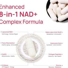 NAD+ Complex Supplement Capsules | β-NAD+, Resveratrol, CoQ10, Collagen & Hyaluronic Acid Blend | Women's Dietary Supplement | 90 Capsules - 1 Bottle - 查看 2