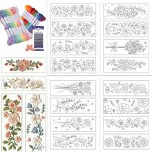 16Pcs Bookmark Water Soluble Embroidery Patterns Stabilizers Fun Theme Embroidery Stick And Stitch Paper With Pre-Printed Fun Style Patterns For Hand Sewing Lover Beginners - A - View 11