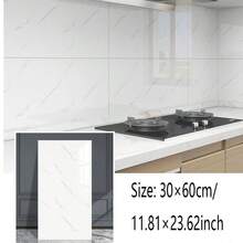 20-teilige moderne weiße Marmor Peel & Stick Fliesen Wandpaneele - selbstklebende Vinyl Küchenrückwand & Badezimmer, einfaches Matching Design, 60 x 30 cm - 20Pcs - Übersicht 9