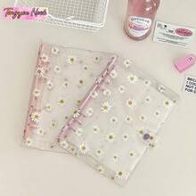 A5 6-Ring Daisy Loose Leaf Binder Cover, Replaceable Transparent 1-Slot, 2-Slot, 4-Slot Inserts, DIY Memo Notebook, Stationery Storage Box, Back To School Essential, Holiday & Birthday Gift - Multicolor - View 3